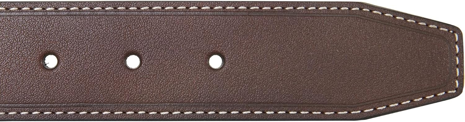 image:imageNautica Mens Casual Leather Belt Everyday Classic Pants Jeans Khakis Chinos Metal BuckleEngraved Keeper Brown