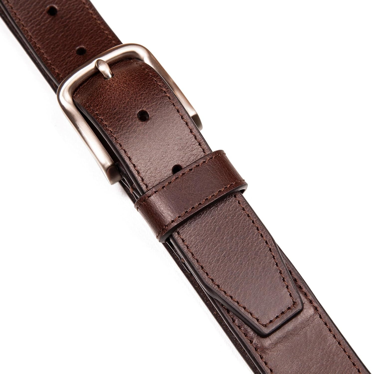 image:imageNautica Mens Casual Leather Belt Everyday Classic Pants Jeans Khakis Chinos Metal BuckleEngraved Logo Brown