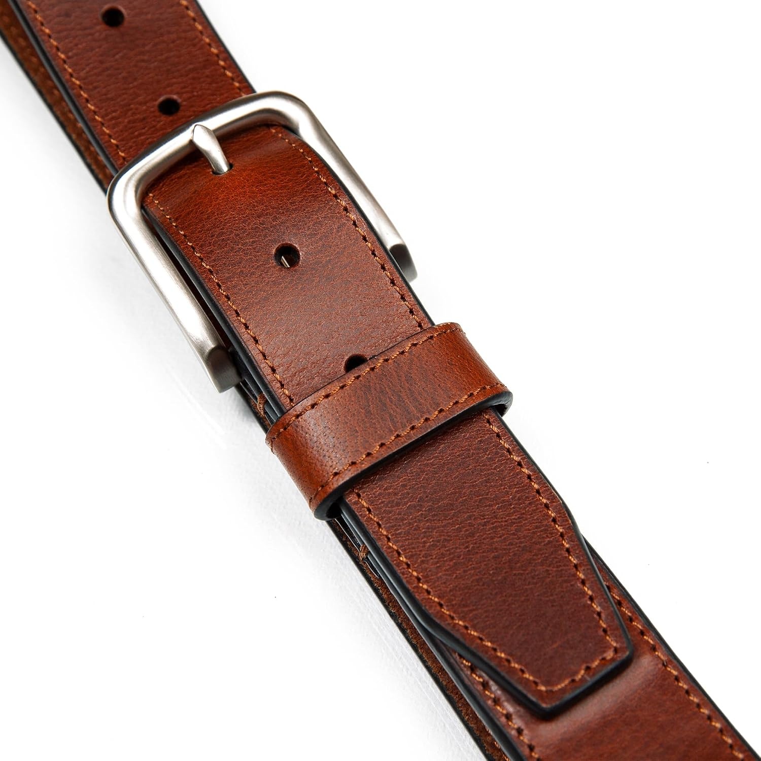 image:imageNautica Mens Casual Leather Belt Everyday Classic Pants Jeans Khakis Chinos Metal BuckleEngraved Logo Tan