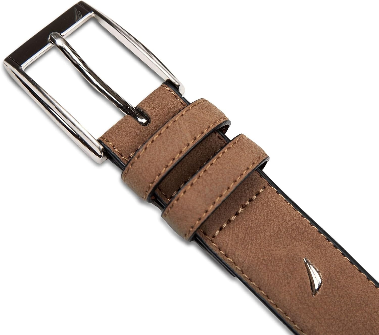 image:imageNautica Mens Casual Leather Belt Everyday Classic Pants Jeans Khakis Chinos Metal BuckleJ Class Double Keeper Tan