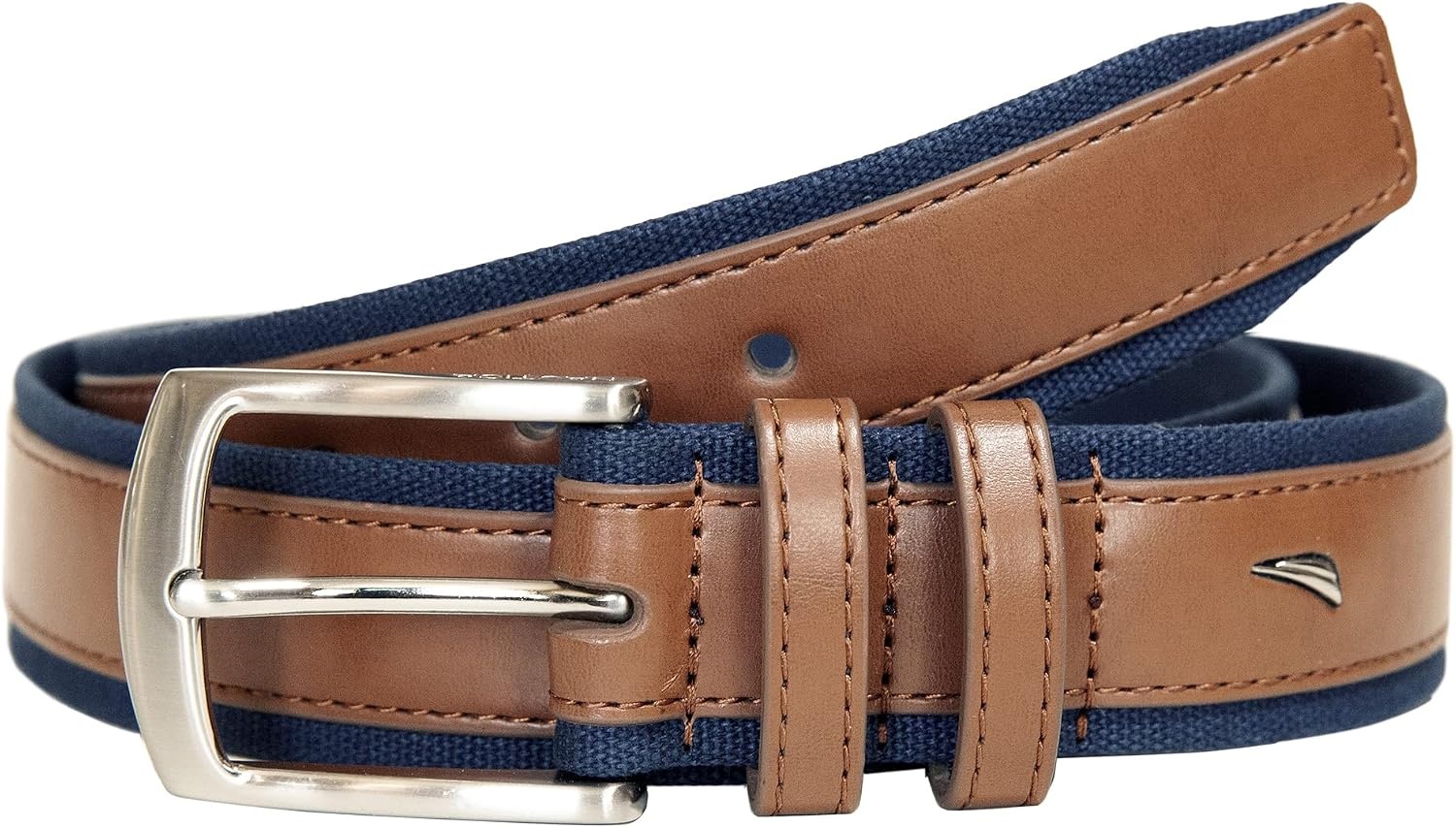 image:imageNautica Mens Casual Leather Belt Everyday Classic Pants Jeans Khakis Chinos Metal BuckleSignature Canvas Cognac