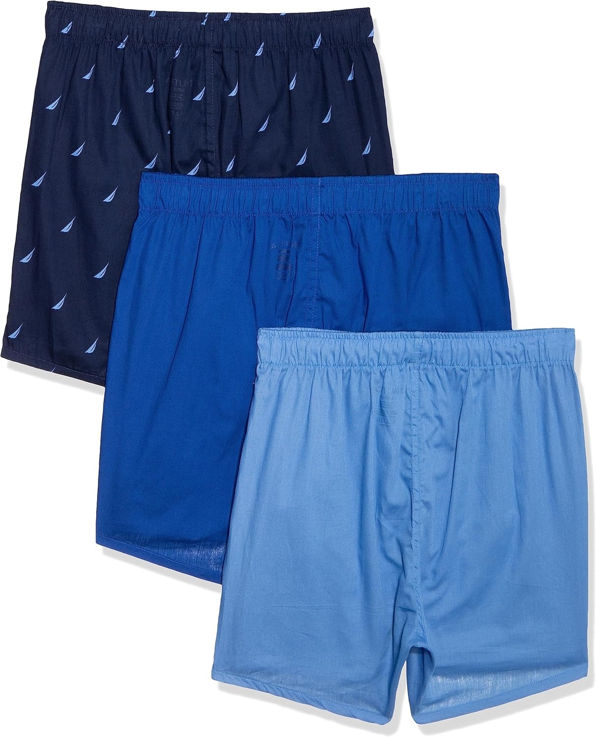 image:imageNautica Mens Classic Cotton 3Pack Woven BoxersAero BlueSea CobaltSails Peacoat