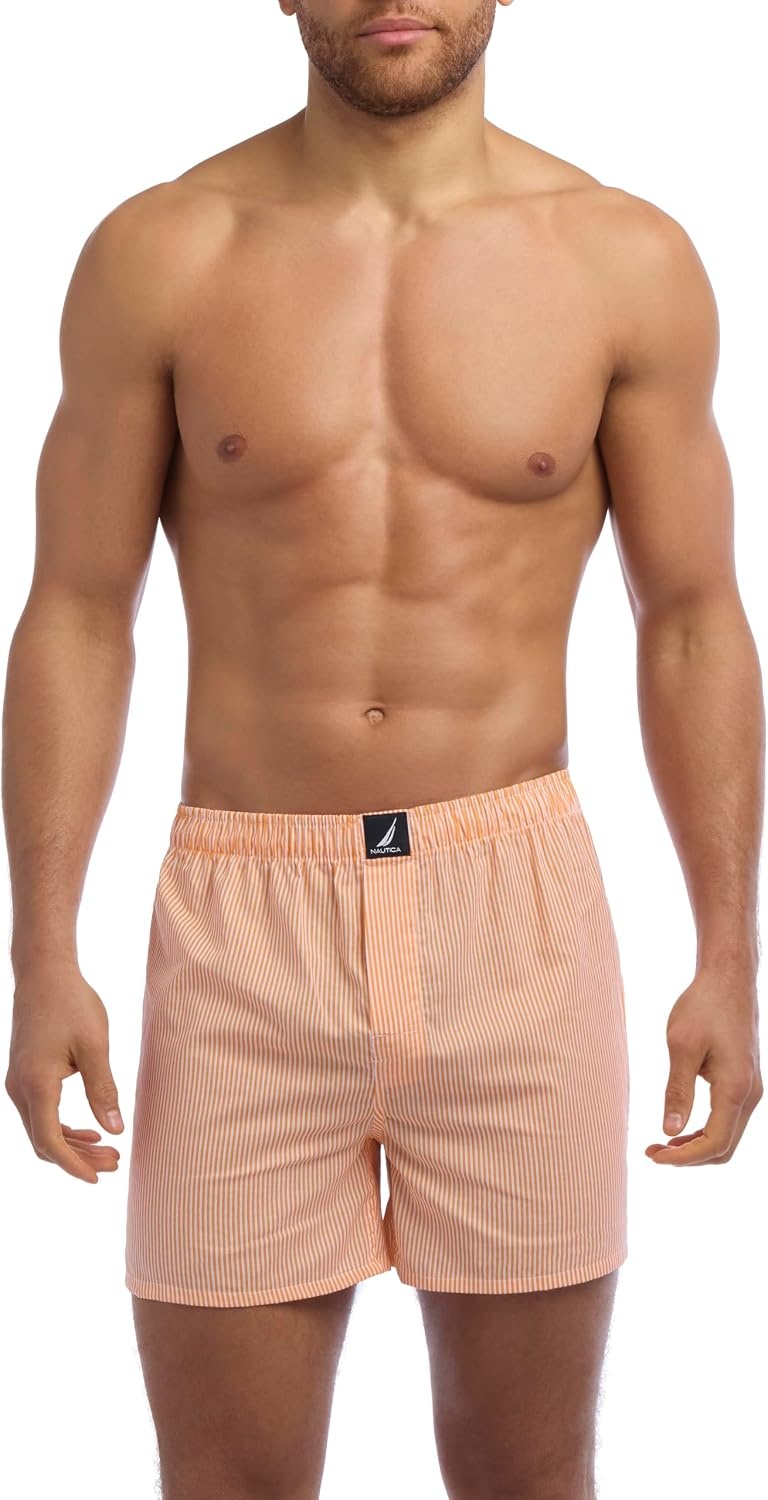 image:imageNautica Mens Classic Cotton 3Pack Woven BoxersBlueYellowPeach