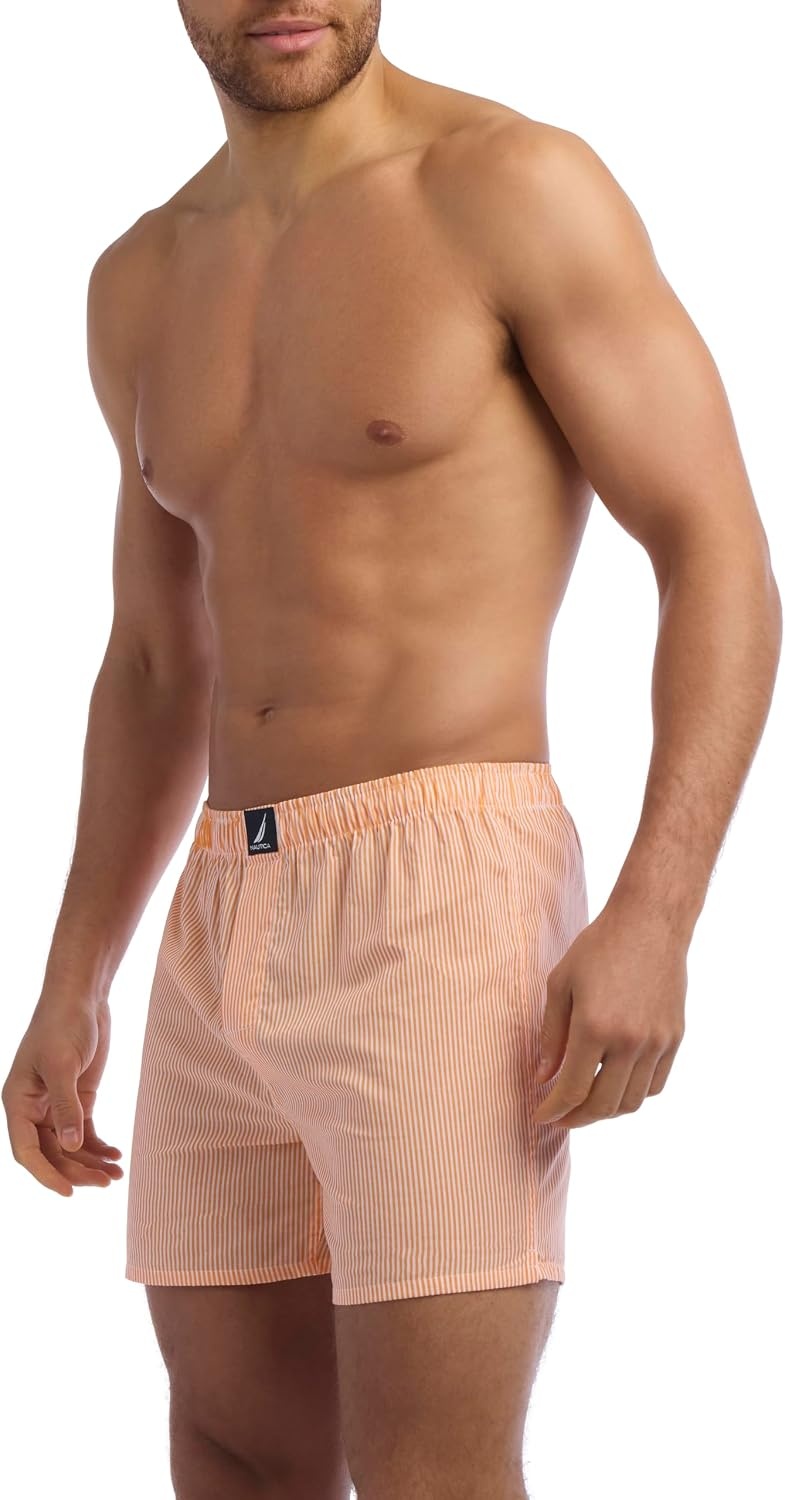 image:imageNautica Mens Classic Cotton 3Pack Woven BoxersBlueYellowPeach