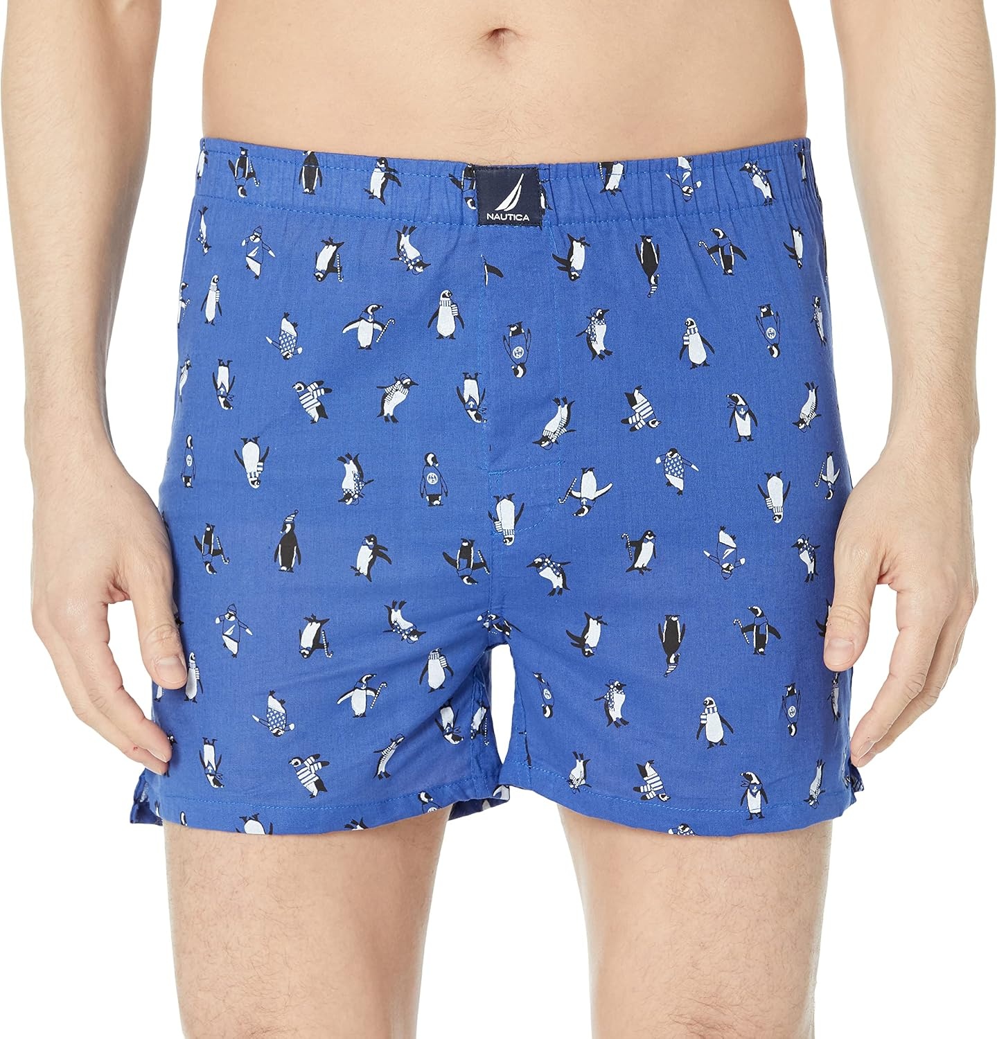 image:imageNautica Mens Classic Cotton 3Pack Woven BoxersPeacoatCoastal SkyPenguinsocean Lapis