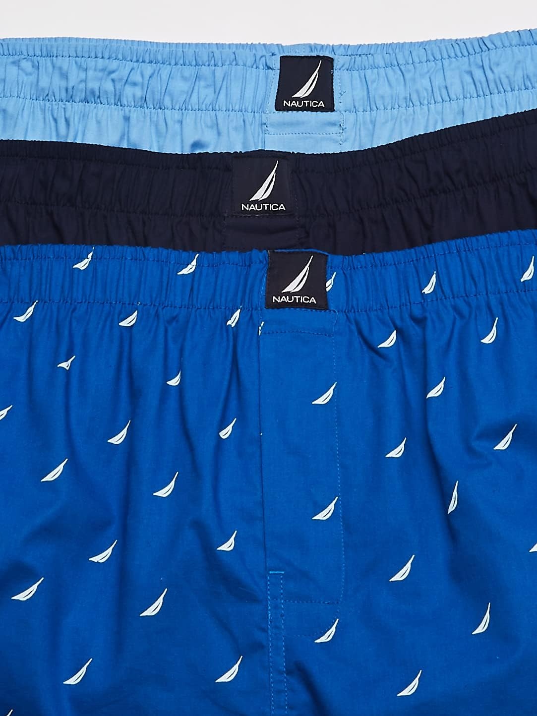 image:imageNautica Mens Classic Cotton 3Pack Woven BoxersPeacoatDellarobbiaSails Sea Cobalt
