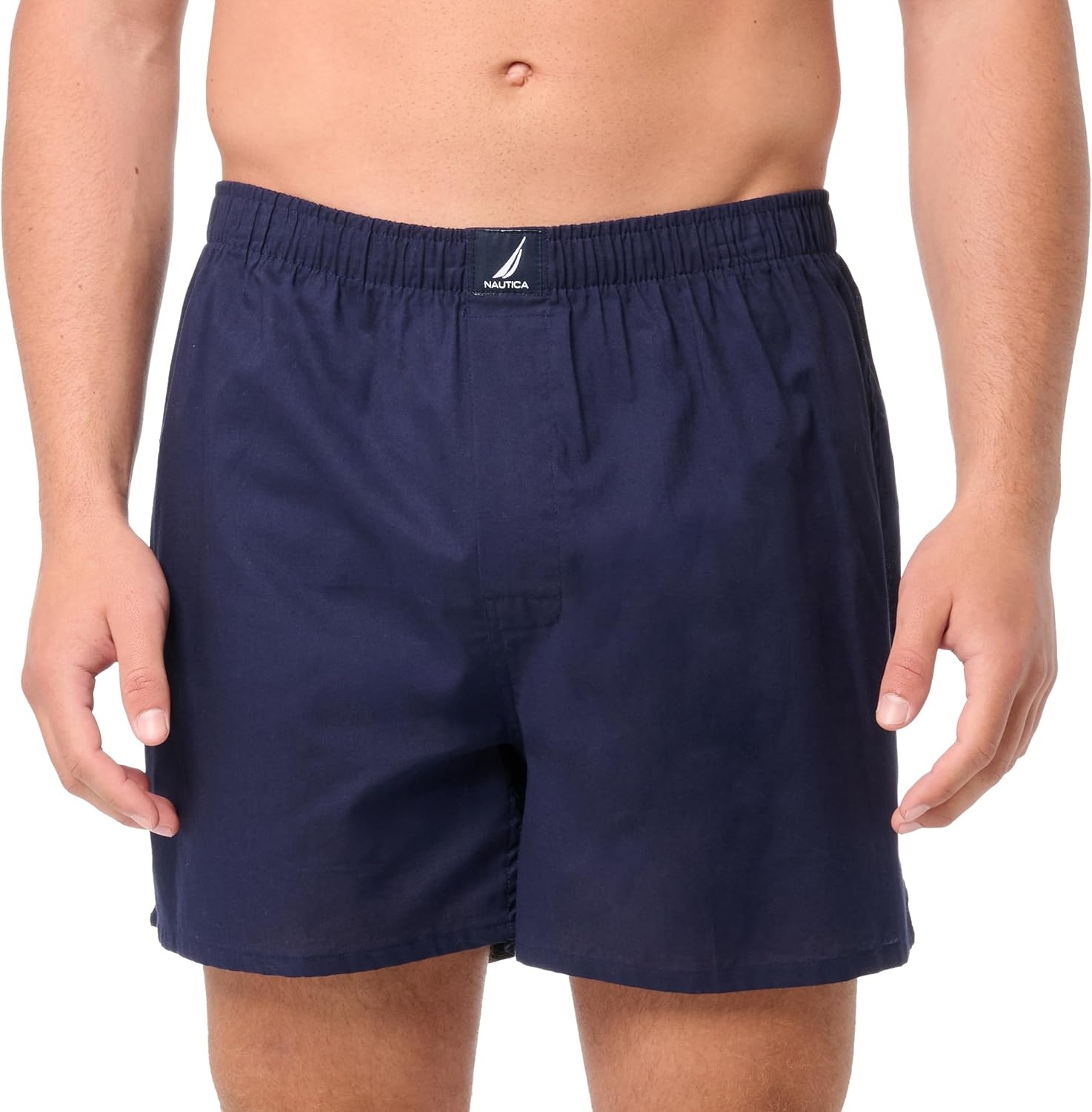 image:imageNautica Mens Classic Cotton 3Pack Woven BoxersPeacoatHoundstooth Scuba BlueAnchor Print