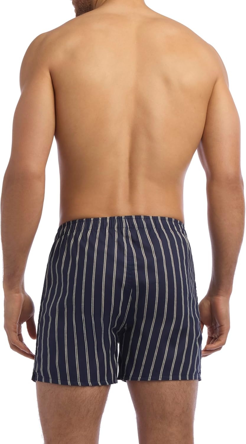 image:imageNautica Mens Classic Cotton 3Pack Woven BoxersStripes Blue and White 3 Pack