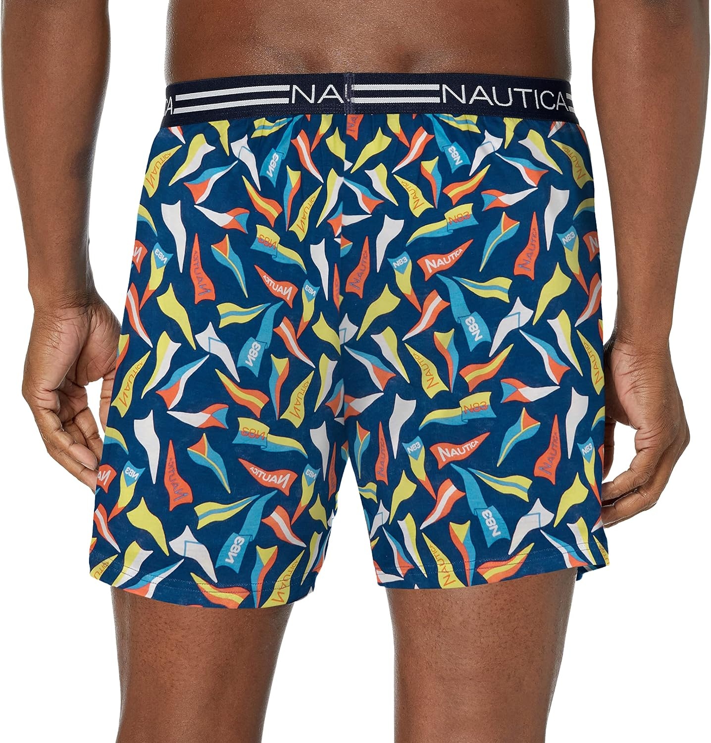 image:imageNautica Mens Classic Cotton Loose Knit BoxerLarge PennantsEstate Blue