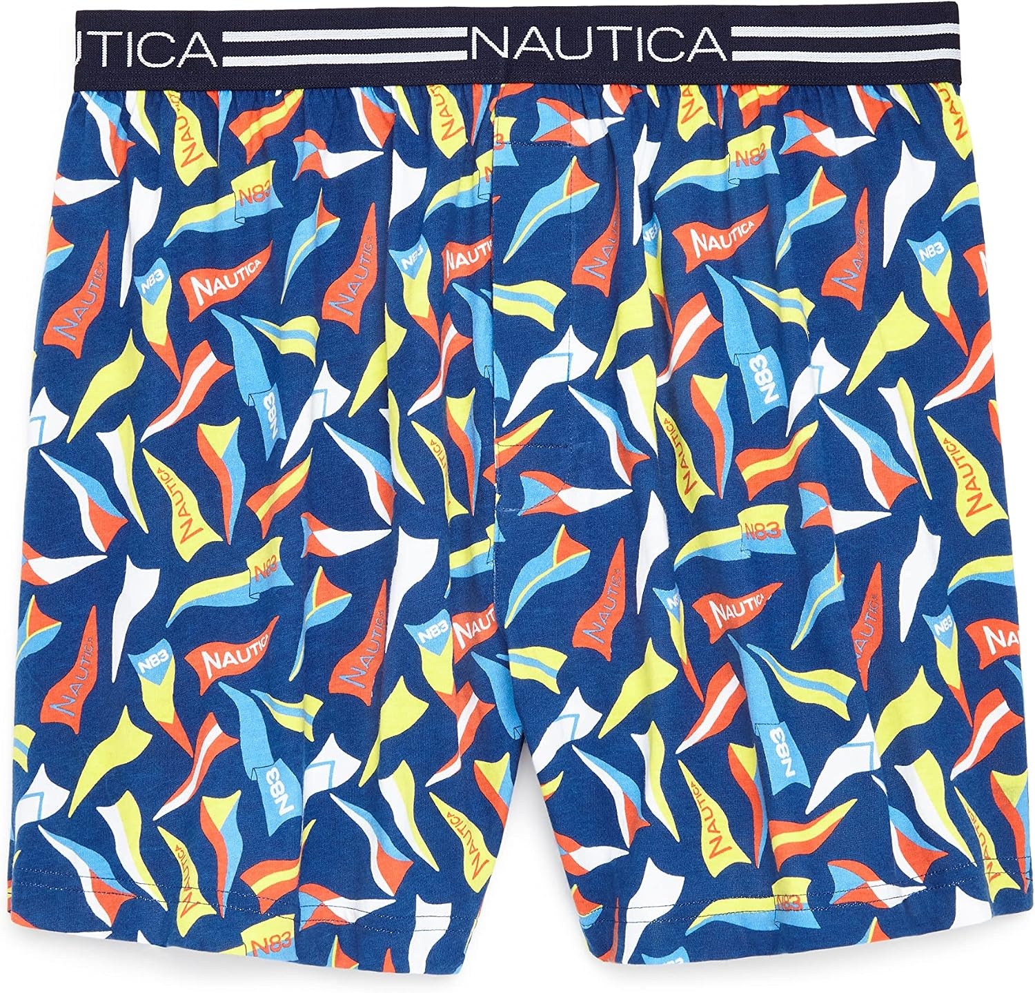 image:imageNautica Mens Classic Cotton Loose Knit BoxerLarge PennantsEstate Blue