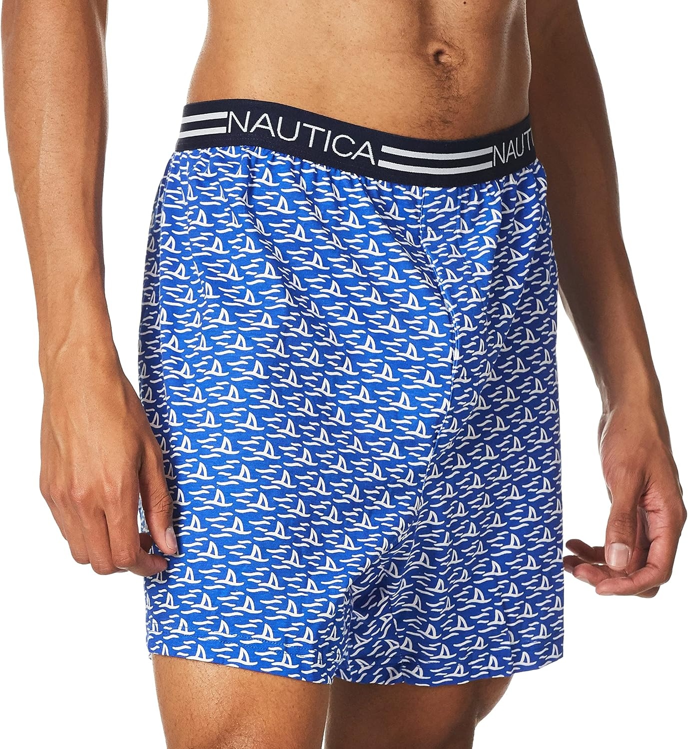 image:imageNautica Mens Classic Cotton Loose Knit BoxerShark AttackBright Blue