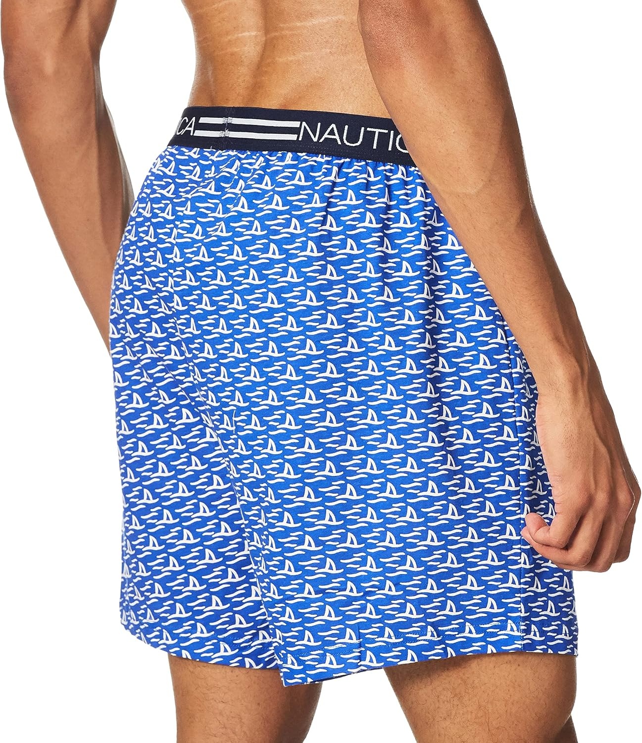 image:imageNautica Mens Classic Cotton Loose Knit BoxerShark AttackBright Blue