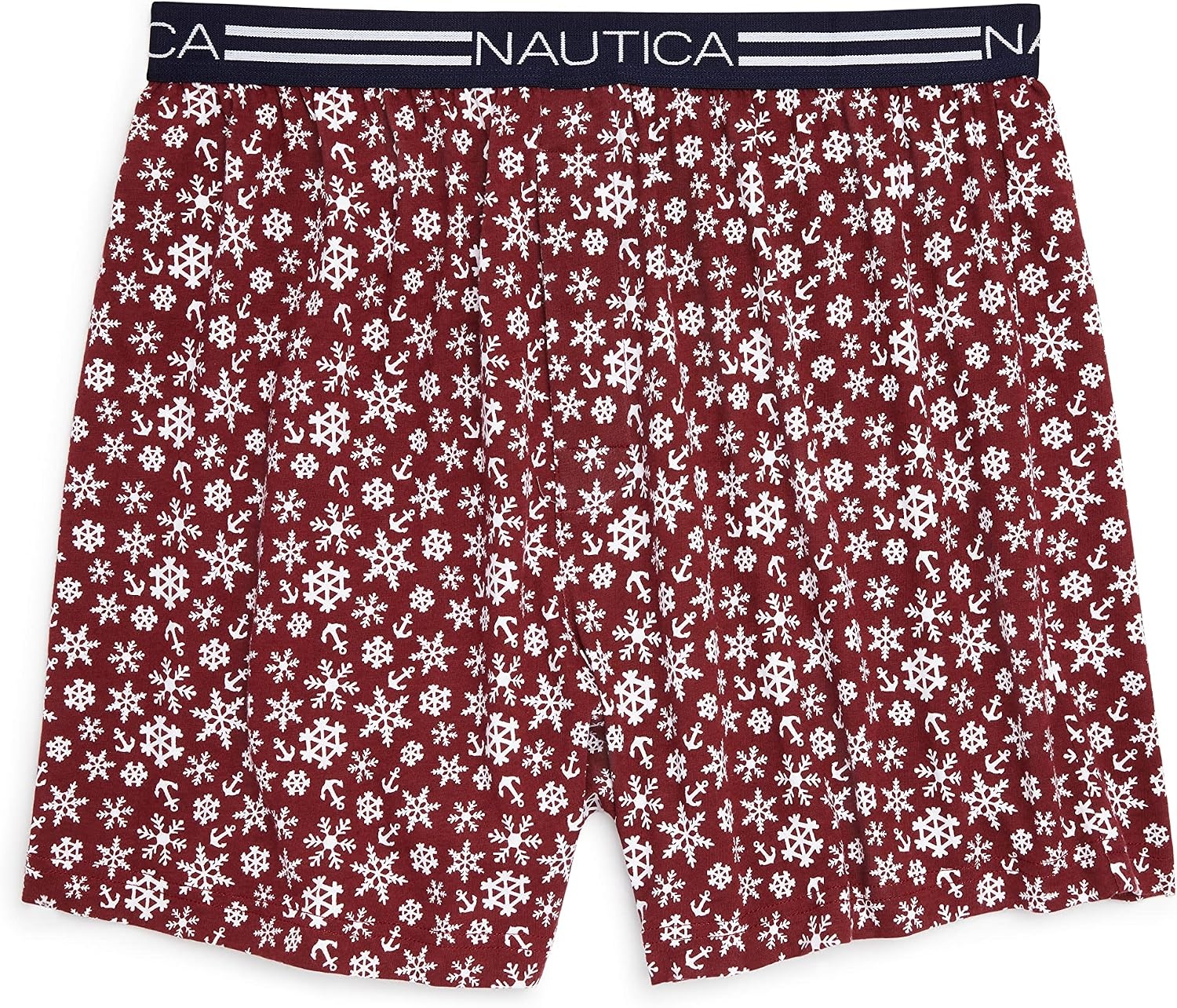 image:imageNautica Mens Classic Cotton Loose Knit BoxerSnowflakesNautica Red