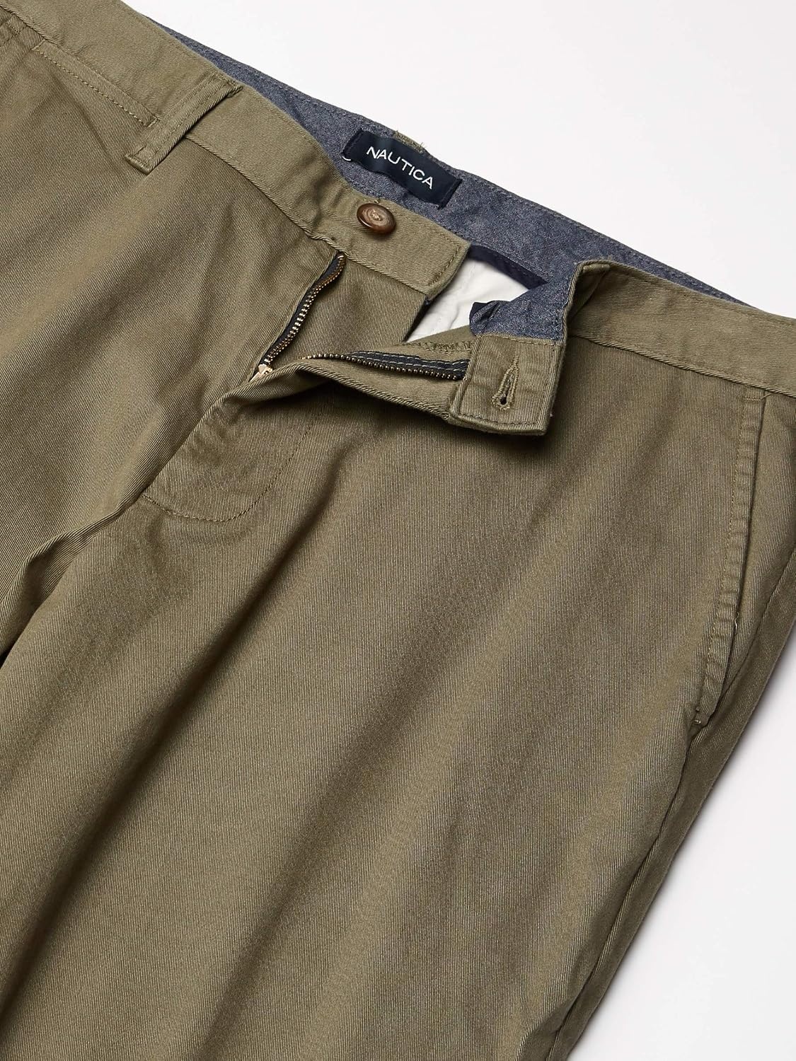 image:imageNautica Mens Classic Fit Flat Front Stretch Solid Chino Deck Pant
