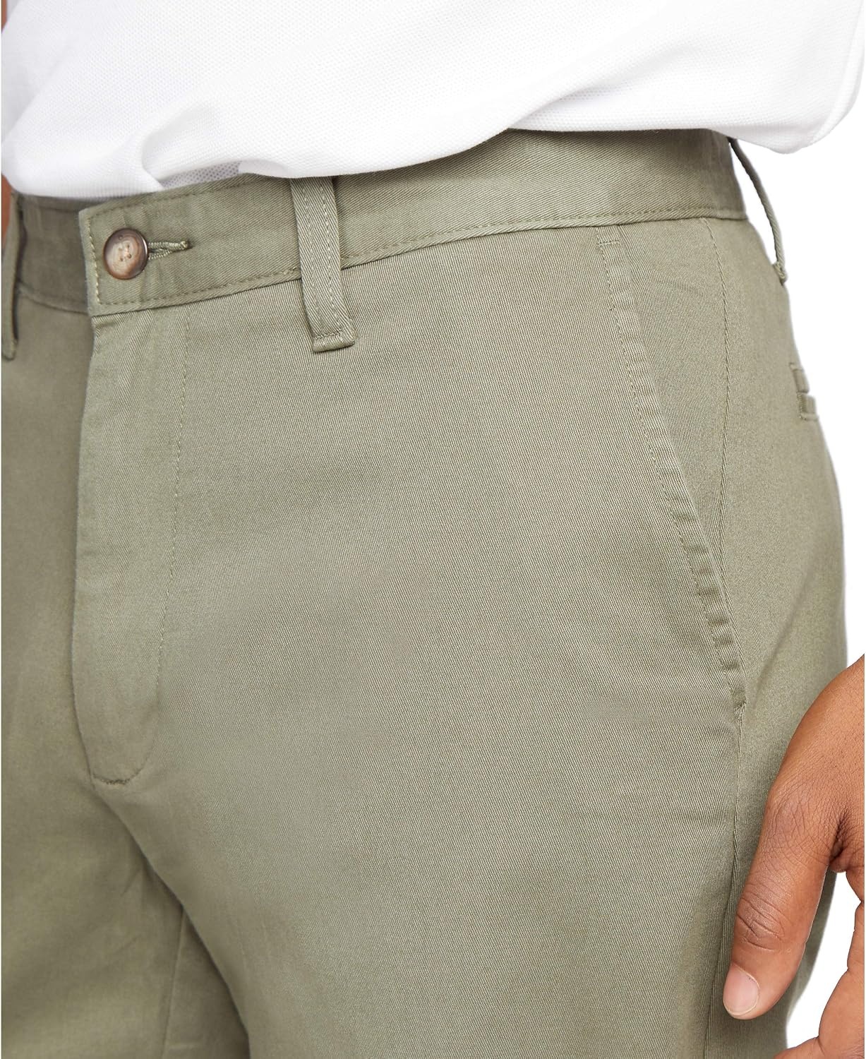 image:imageNautica Mens Classic Fit Flat Front Stretch Solid Chino Deck PantHillside Olive