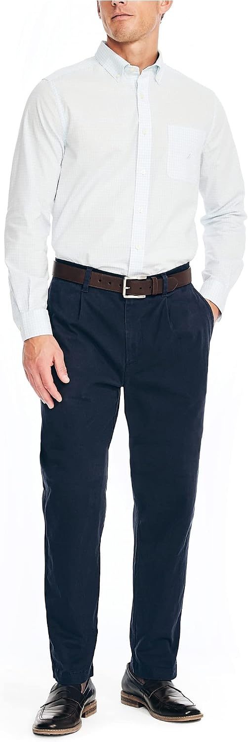 image:imageNautica Mens Classic Fit Flat Front Stretch Solid Chino Deck PantNavy