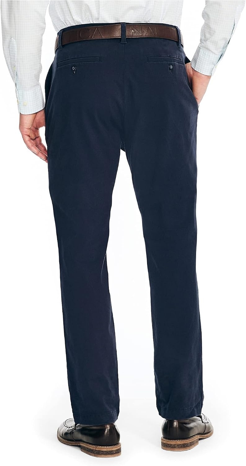 image:imageNautica Mens Classic Fit Flat Front Stretch Solid Chino Deck PantNavy
