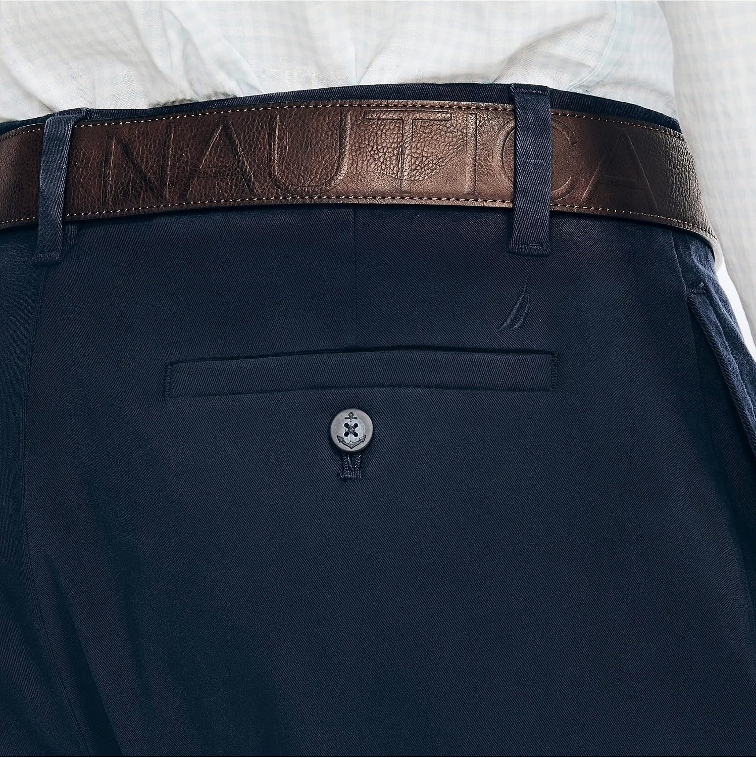 image:imageNautica Mens Classic Fit Flat Front Stretch Solid Chino Deck PantNavy