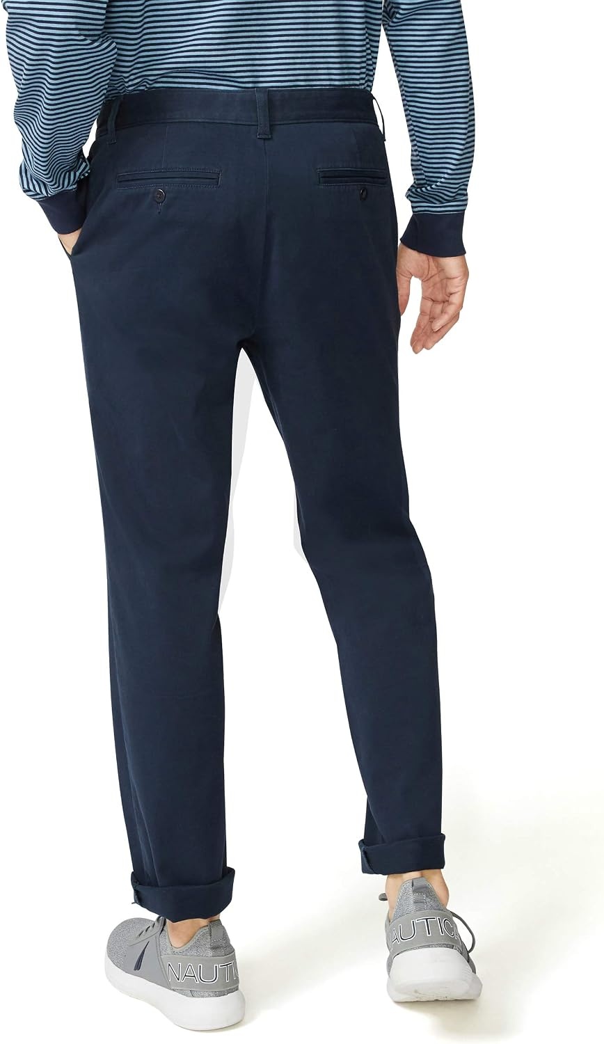 image:imageNautica Mens Classic Fit Flat Front Stretch Solid Chino Deck PantTrue Navy