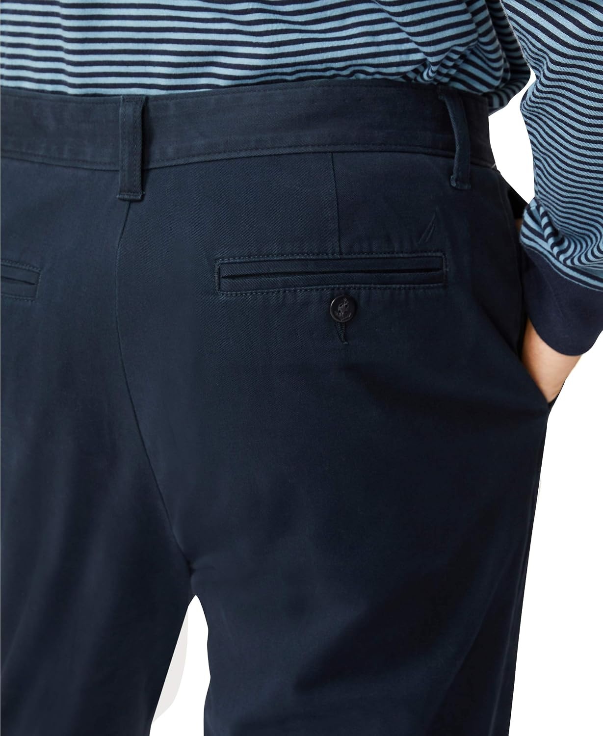 image:imageNautica Mens Classic Fit Flat Front Stretch Solid Chino Deck PantTrue Navy