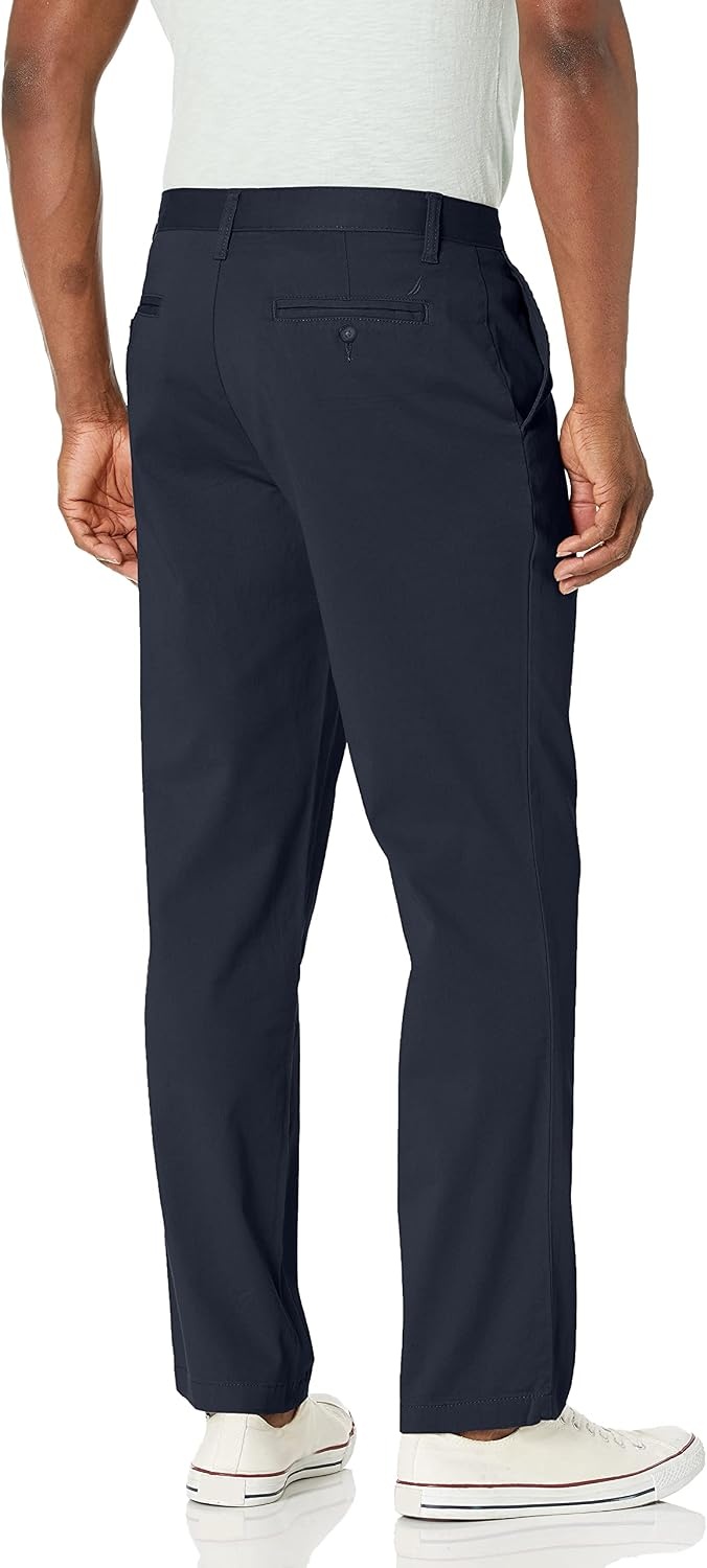 image:imageNautica Mens Classic Fit Flat Front Stretch Solid Chino Deck PantTrue Navy