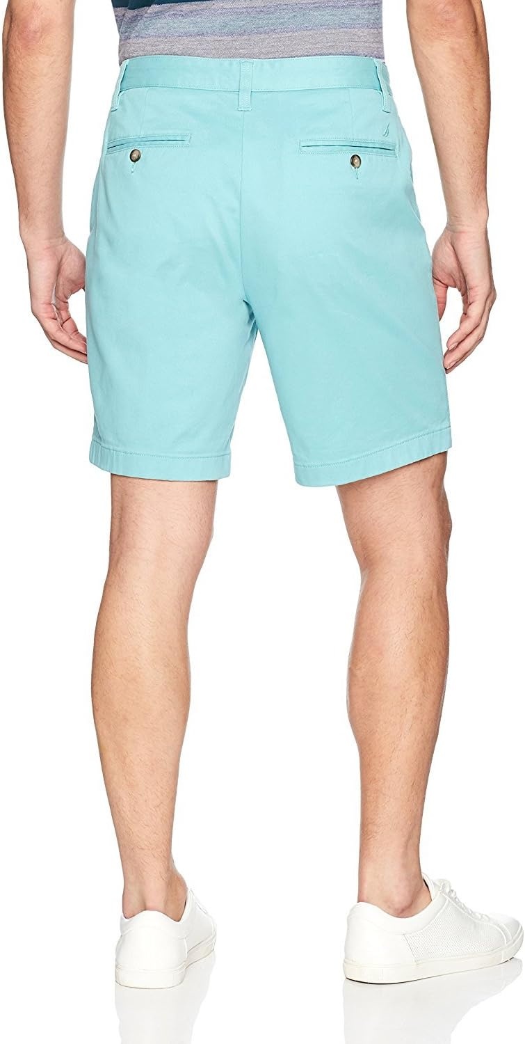 image:imageNautica Mens Classic Fit Flat Front Stretch Solid Chino Deck ShortAqua Wave
