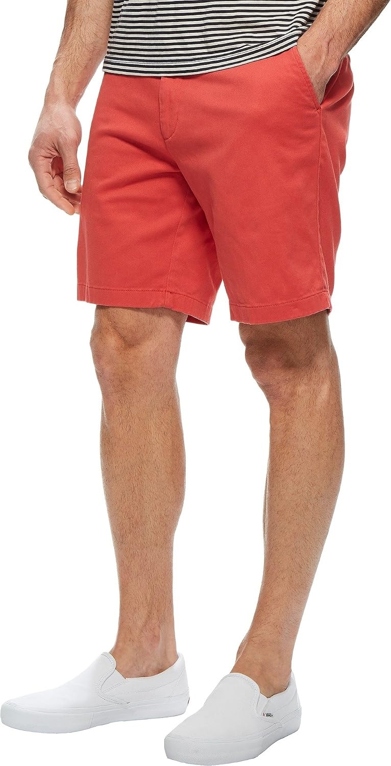 image:imageNautica Mens Classic Fit Flat Front Stretch Solid Chino Deck ShortSailor Red