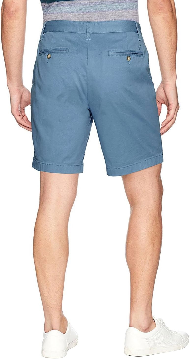 image:imageNautica Mens Classic Fit Flat Front Stretch Solid Chino Deck ShortTide Blue