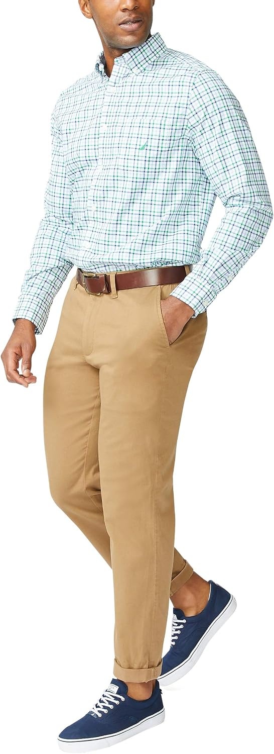 image:imageNautica Mens Classic Fit Stretch Solid Long Sleeve Button Down ShirtCosmic Fern