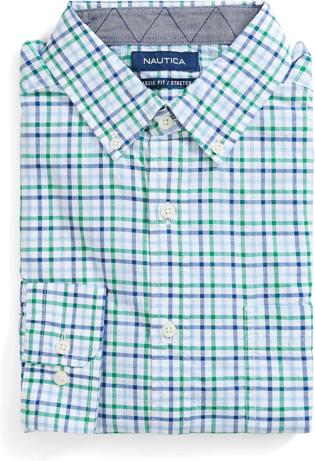 image:imageNautica Mens Classic Fit Stretch Solid Long Sleeve Button Down ShirtCosmic Fern