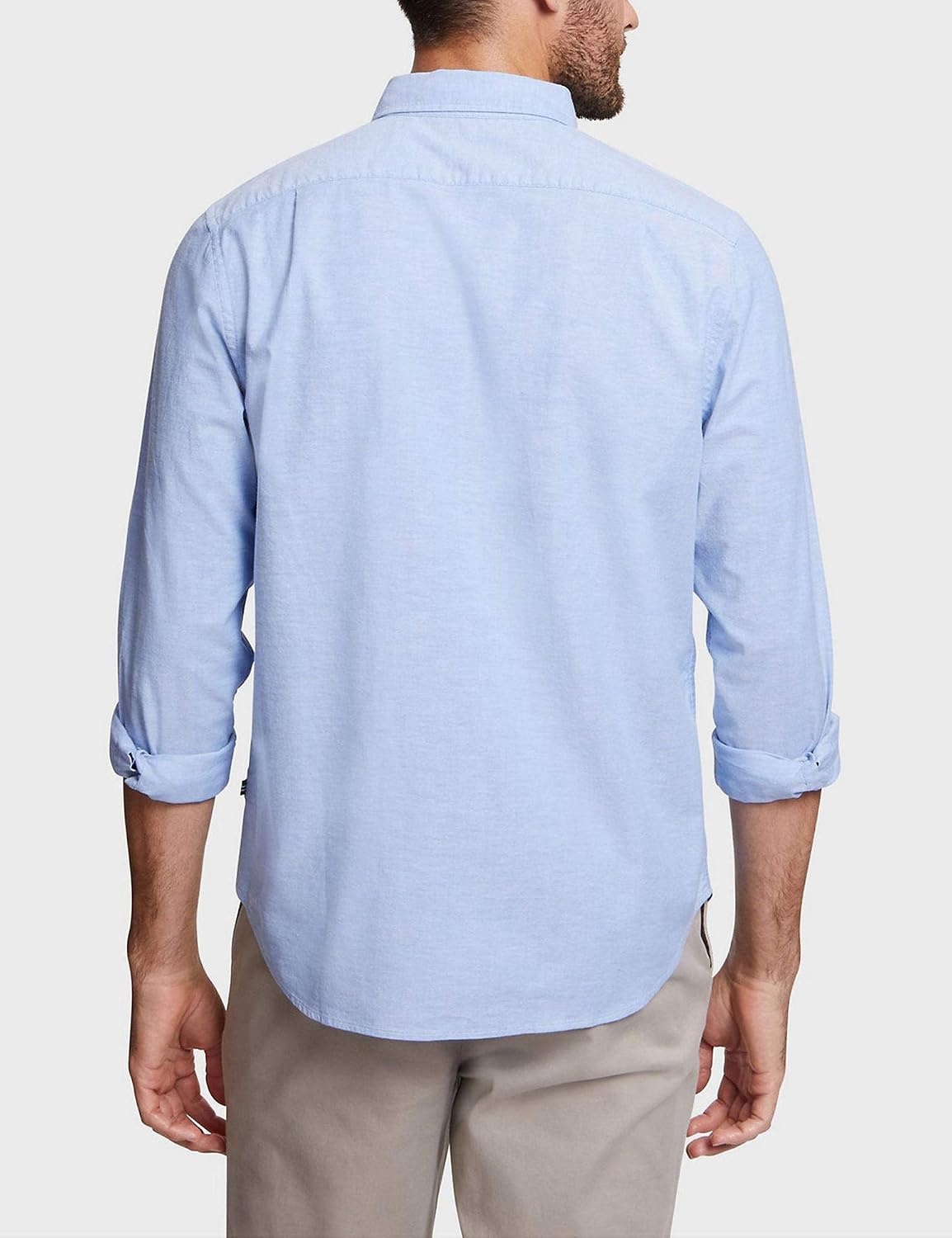 image:imageNautica Mens Classic Fit Stretch Solid Long Sleeve Button Down ShirtLight French Blue W83603