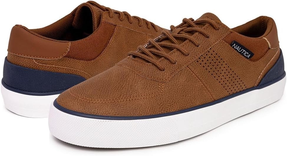 image:imageNautica Mens Classic LaceUp Boat Shoes Low Top Fashion Sneaker Stylish and Comfortable Casual ShoeTan Navy