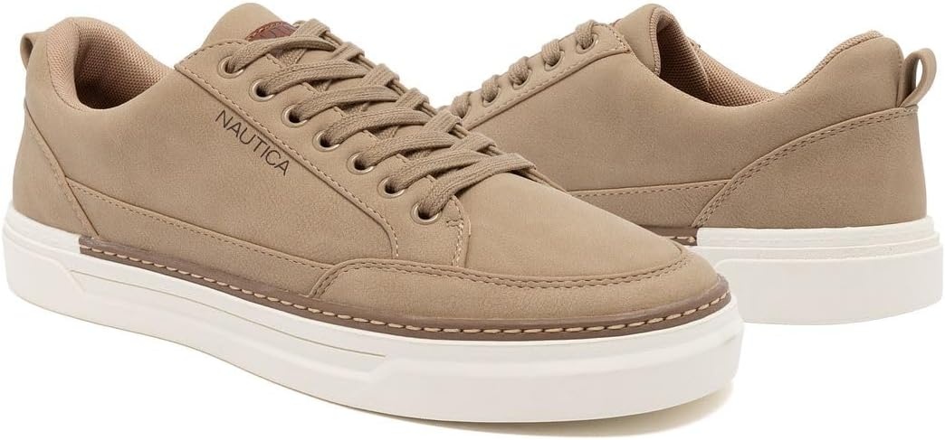 image:imageNautica Mens Classic LaceUp Low Top Fashion Sneaker Loafer Stylish and Comfortable Casual ShoeLight Taupecolson