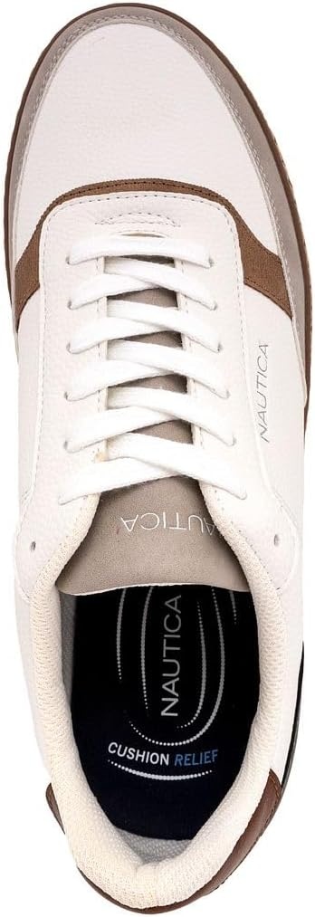 image:imageNautica Mens Classic LaceUp Low Top Fashion Sneaker Loafer Stylish and Comfortable Casual ShoeWhite Grey Tanhoyt