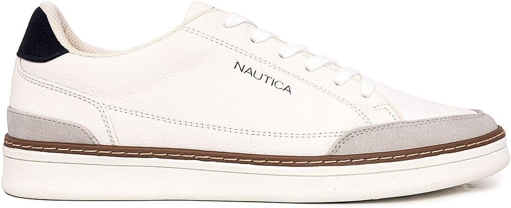 image:imageNautica Mens Classic LaceUp Low Top Fashion Sneaker Loafer Stylish and Comfortable Casual ShoeWhite Greyjaro