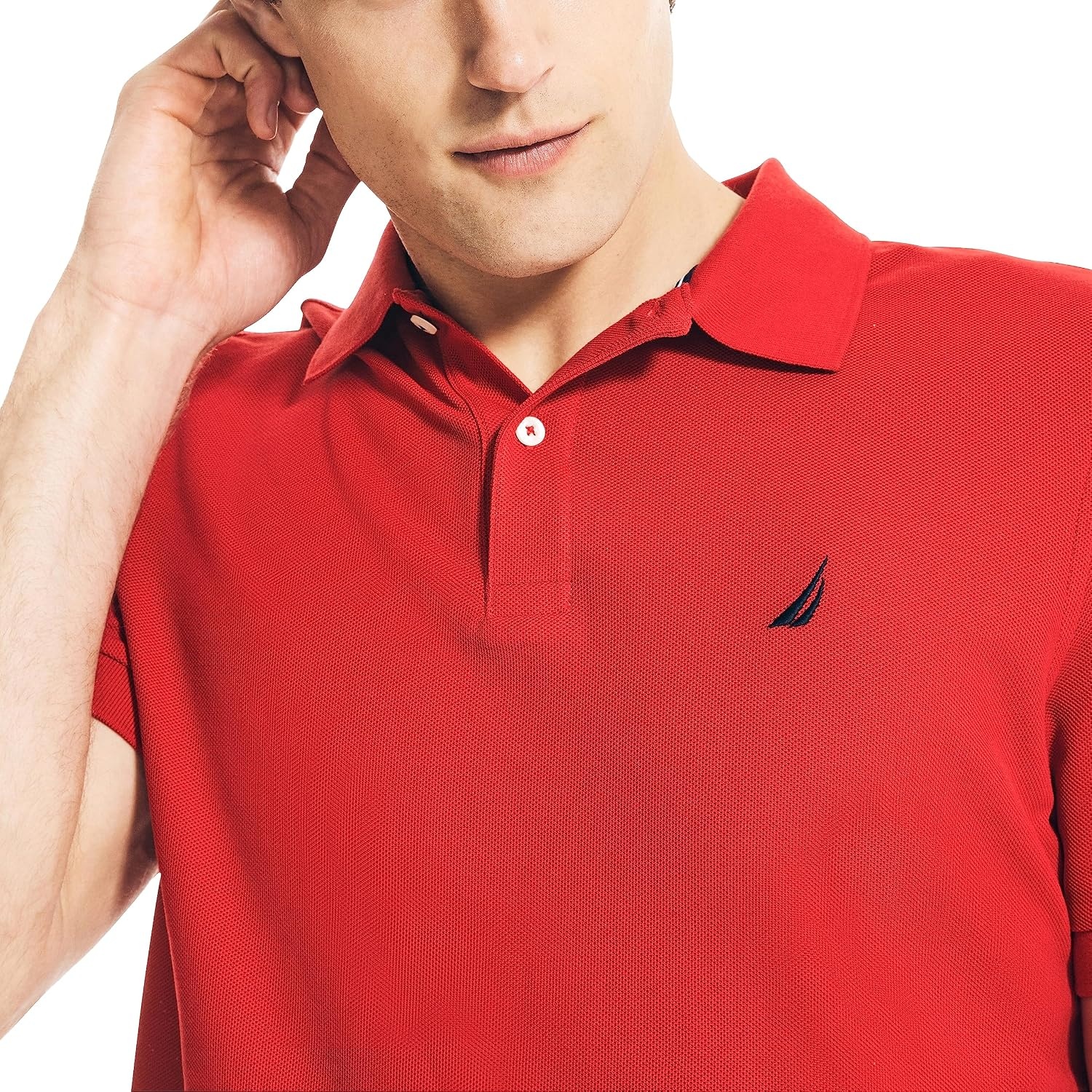 image:imageNautica Mens Classic Short Sleeve Solid Performance Deck Polo ShirtNautica Red
