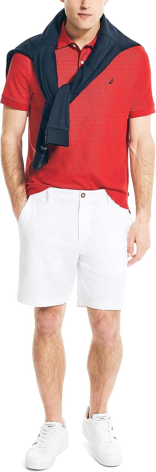 image:imageNautica Mens Classic Short Sleeve Solid Performance Deck Polo ShirtNautica Red