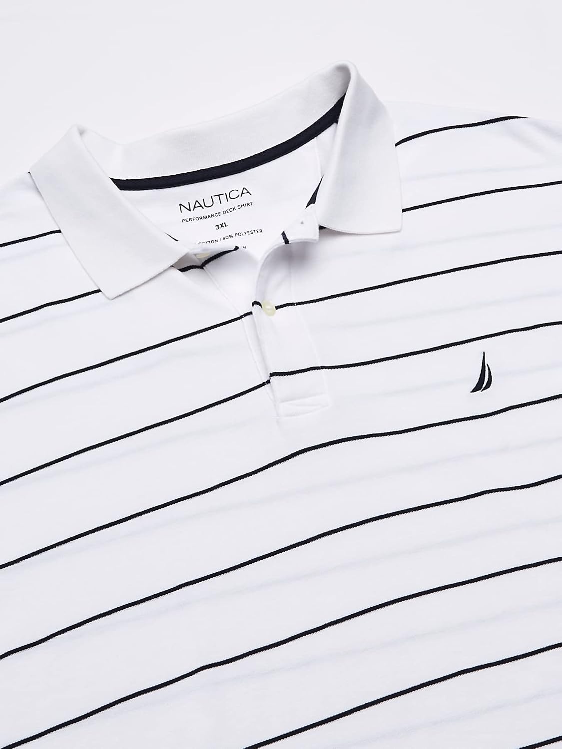image:imageNautica Mens Classic Short Sleeve Striped Polo ShirtBright White