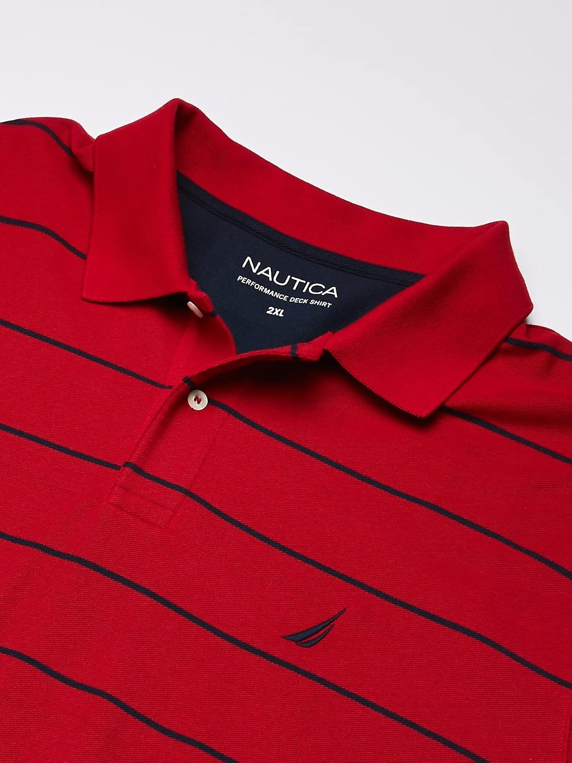 image:imageNautica Mens Classic Short Sleeve Striped Polo ShirtNautica Red
