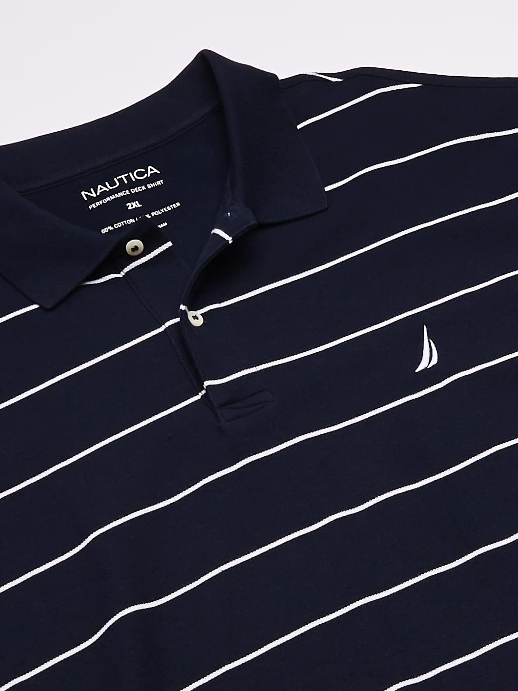 image:imageNautica Mens Classic Short Sleeve Striped Polo ShirtNavy