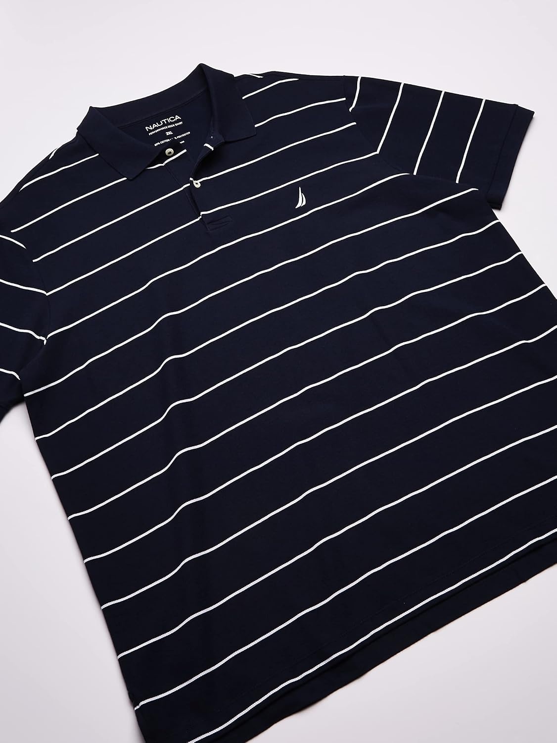 image:imageNautica Mens Classic Short Sleeve Striped Polo ShirtNavy