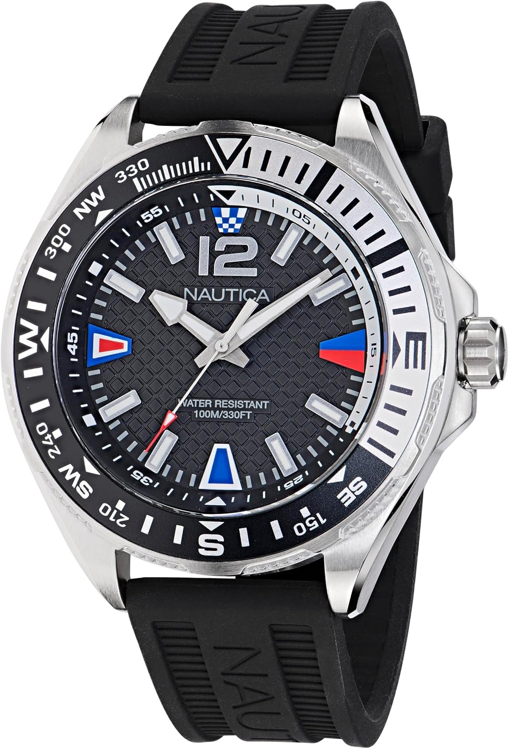 image:imageNautica Mens Clearwater Beach WatchBlack SiliconeBlackSilver