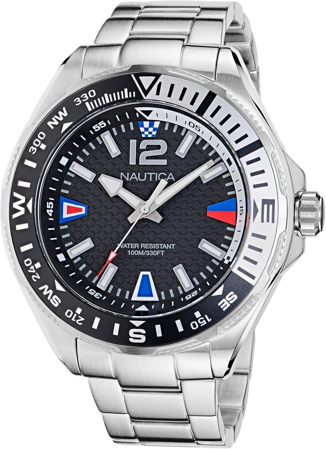 image:imageNautica Mens Clearwater Beach WatchBlack SiliconeBlackSilver