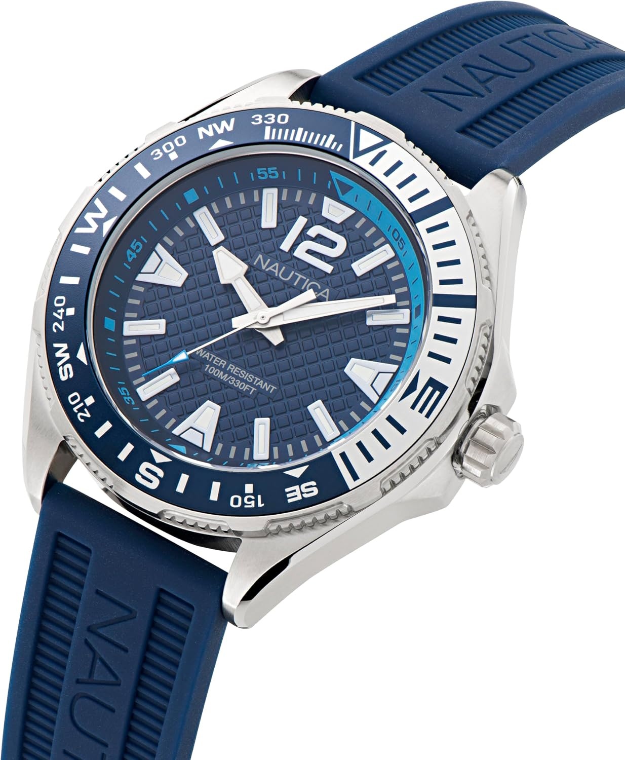 image:imageNautica Mens Clearwater Beach WatchBlue SiliconeBlueSilver