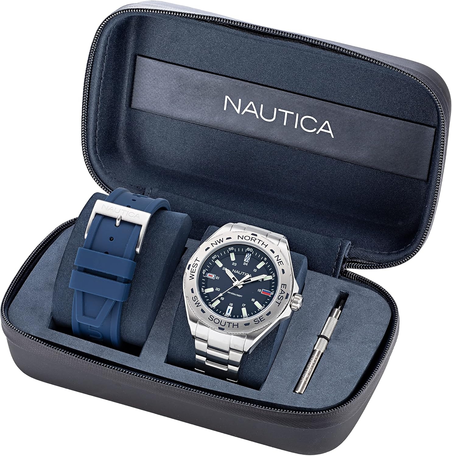 image:imageNautica Mens Clearwater Beach WatchSilverBlueSilver