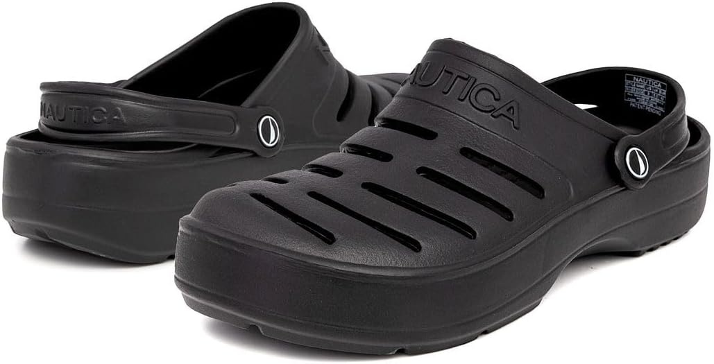 image:imageNautica Mens Clogs Athletic Sports Sandal SlipOn with Adjustable Back Strap Water ShoesFuzzy Slippers River EdgeBlack River Edge