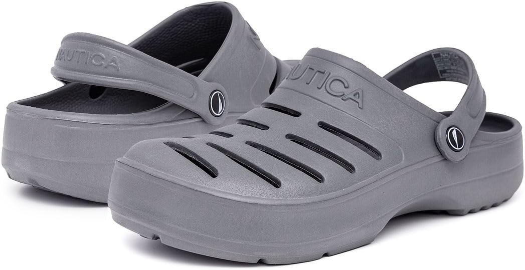 image:imageNautica Mens Clogs Athletic Sports Sandal SlipOn with Adjustable Back Strap Water ShoesFuzzy Slippers River EdgeGrey River Edge