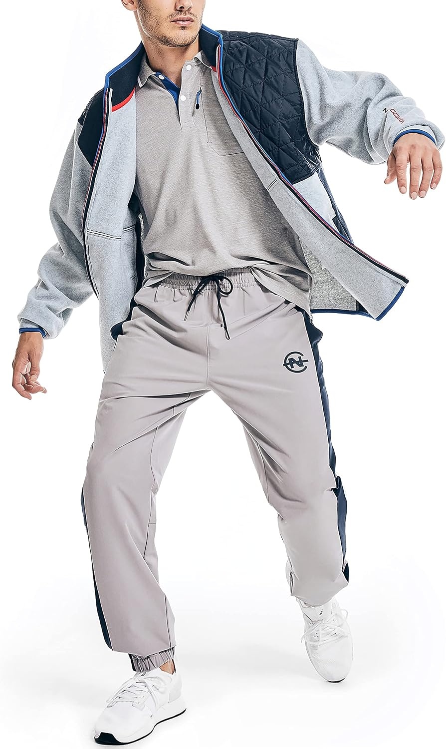 image:imageNautica Mens Competition Sustainably Crafted Fullzip Mockneck JacketGrey Heather