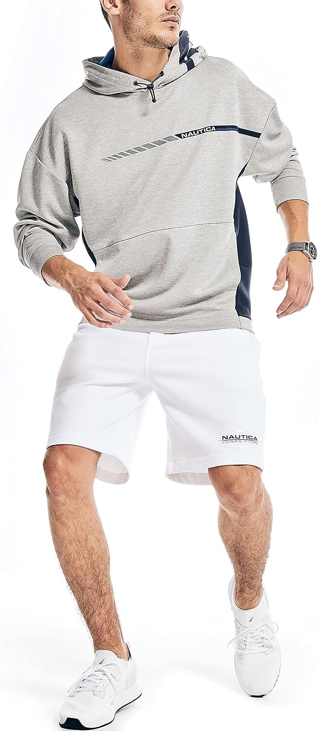 image:imageNautica Mens Competition Sustainably Crafted Logo Drawcord Pullover HoodieGrey Heather