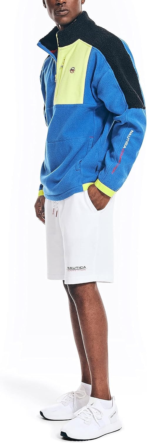 image:imageNautica Mens Competition Sustainably Crafted Quarterzip Mixedmedia PulloverBright Cobalt
